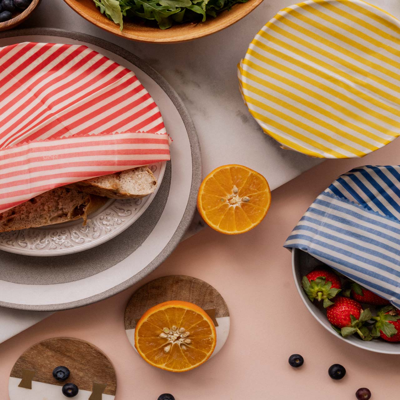 ナッツ ビーズワックスラップ 3点セット ストライプアソート