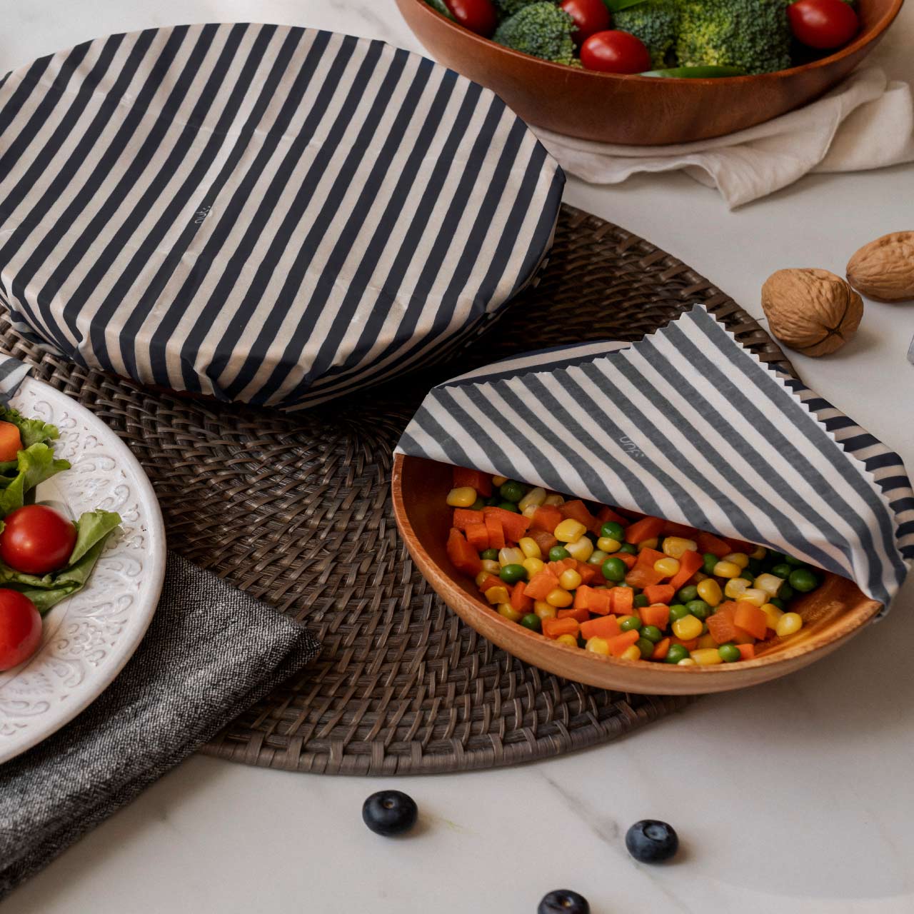 ナッツ ビーズワックスラップ 3点セット ブラックストライプ