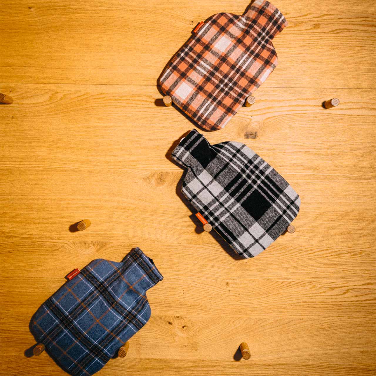 フーゴー・フロッシュ スタンダードクラシック湯たんぽ1.8L フランネルチェック オールドローズ