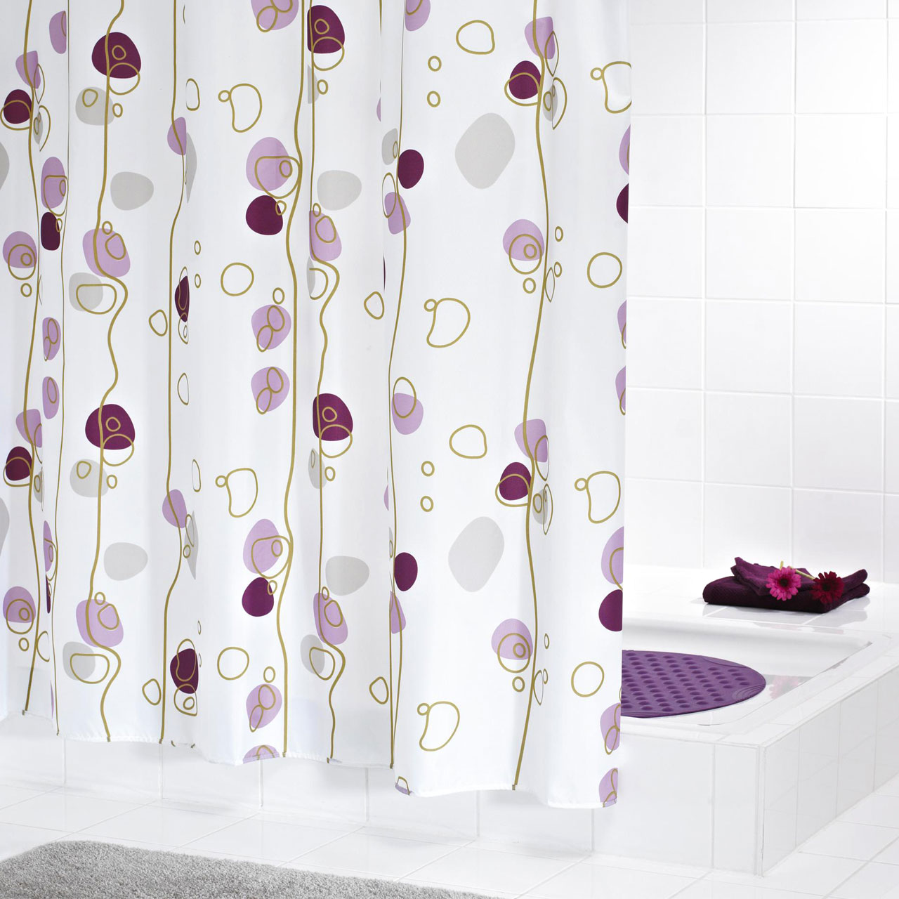 リダー シャワーカーテンテキスタイル 180x200 ソアリング ライラック