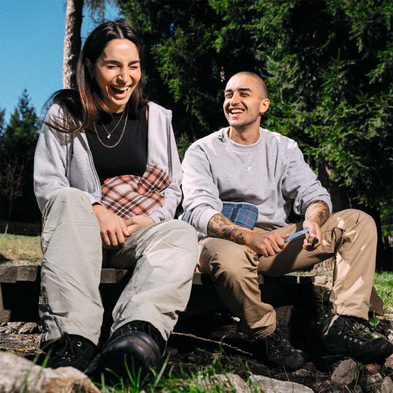 フーゴー・フロッシュ スタンダードクラシック湯たんぽ1.8L フランネルチェック デニムブルー