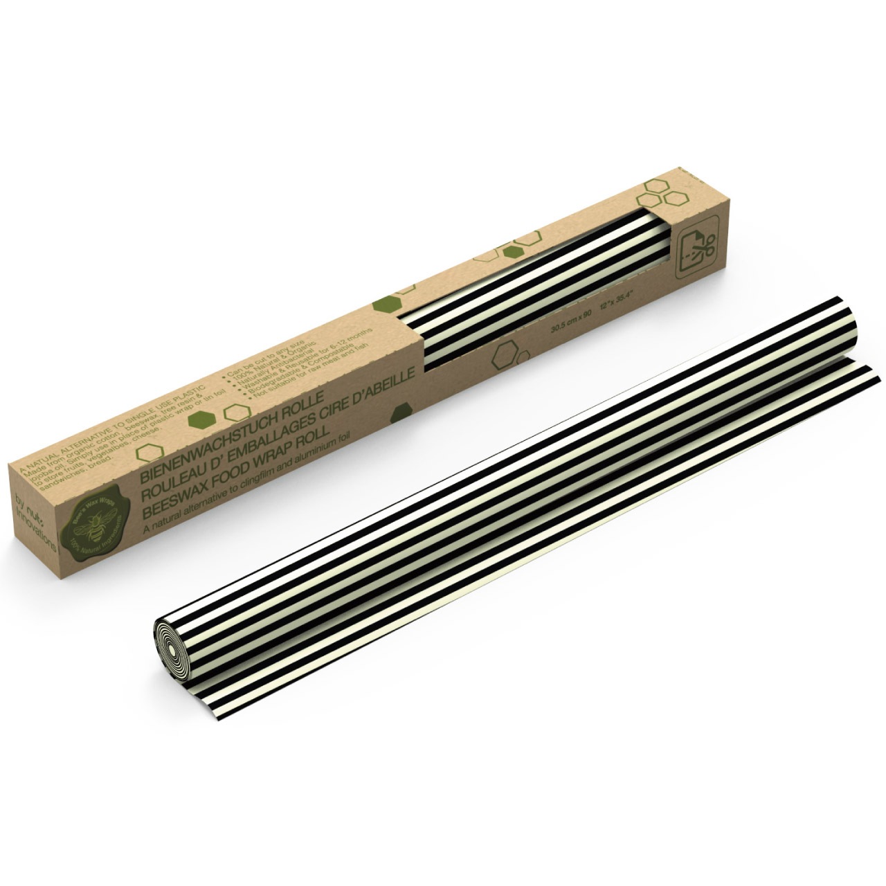 ナッツ ビーズワックスラップ ロール ブラックストライプ