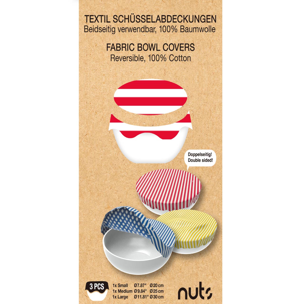 ナッツ ボウルカバー 3点セット ストライプアソート