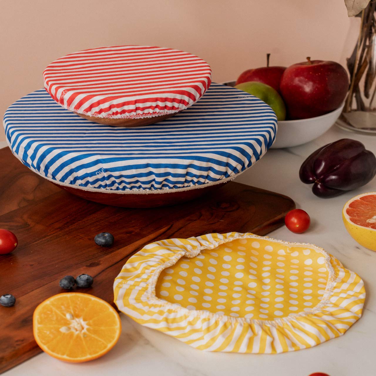 ナッツ ボウルカバー 3点セット ストライプアソート