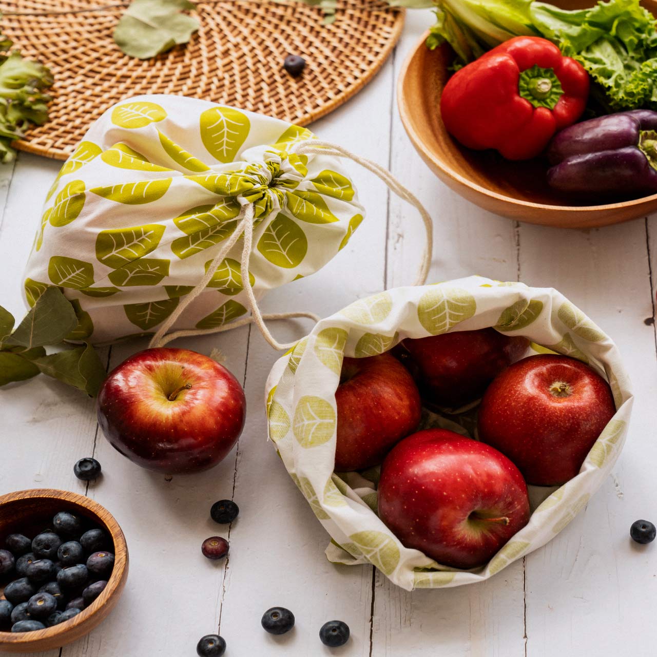 ナッツ コットンバッグ 3点セット リーブス