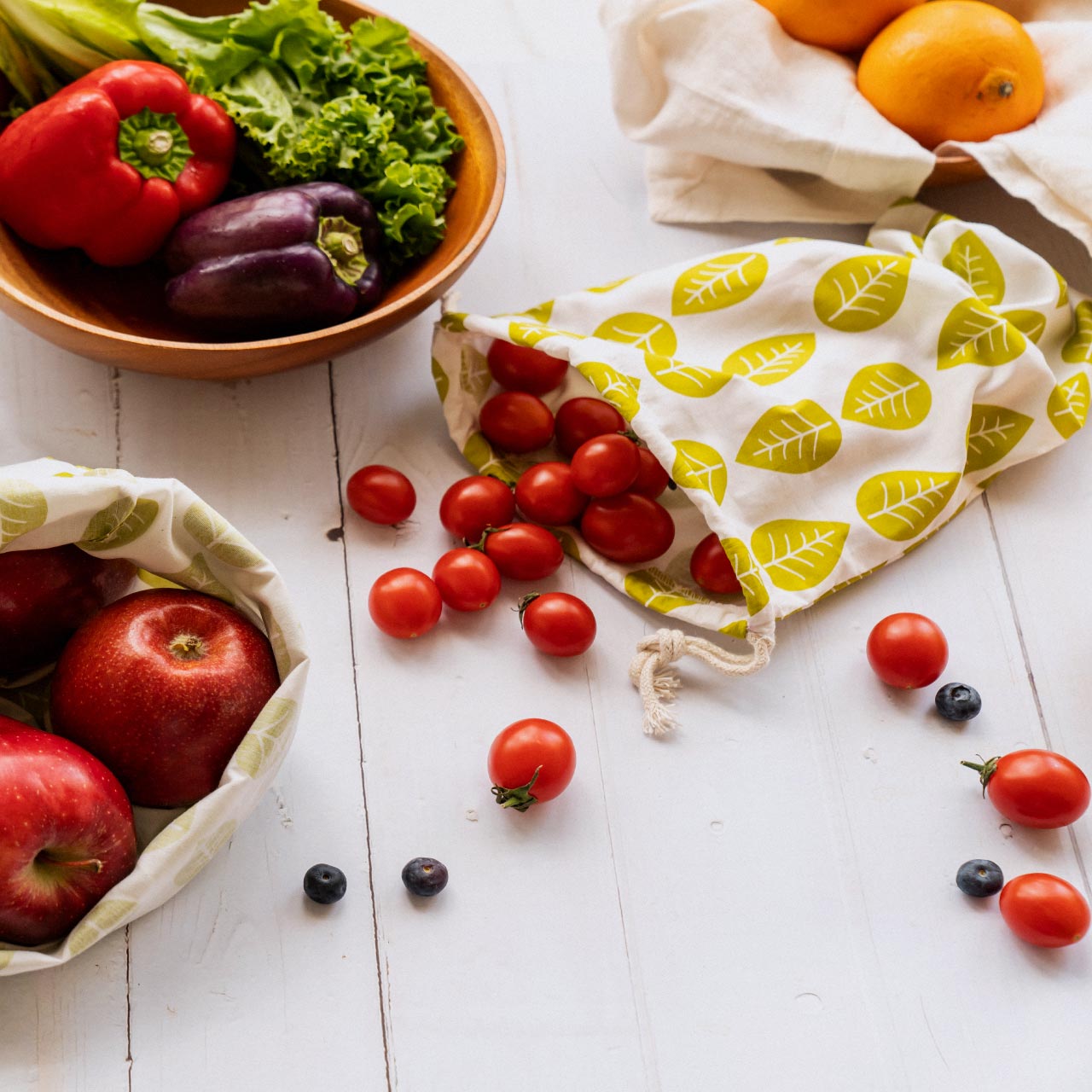 ナッツ コットンバッグ 3点セット リーブス