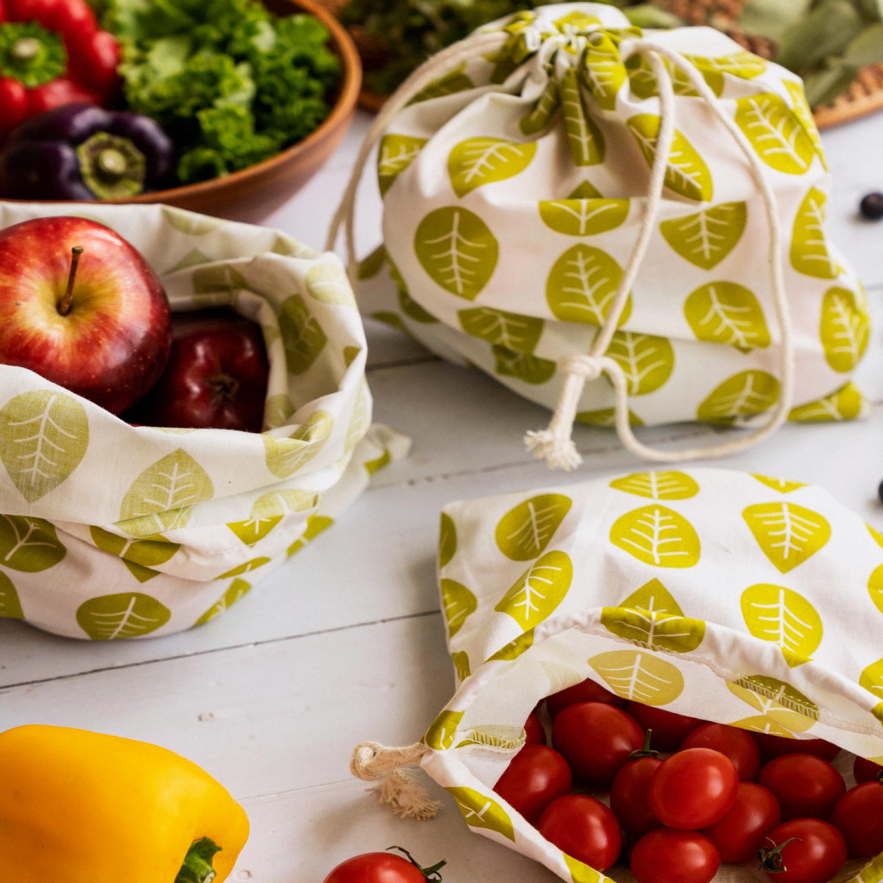 ナッツ コットンバッグ 3点セット リーブス