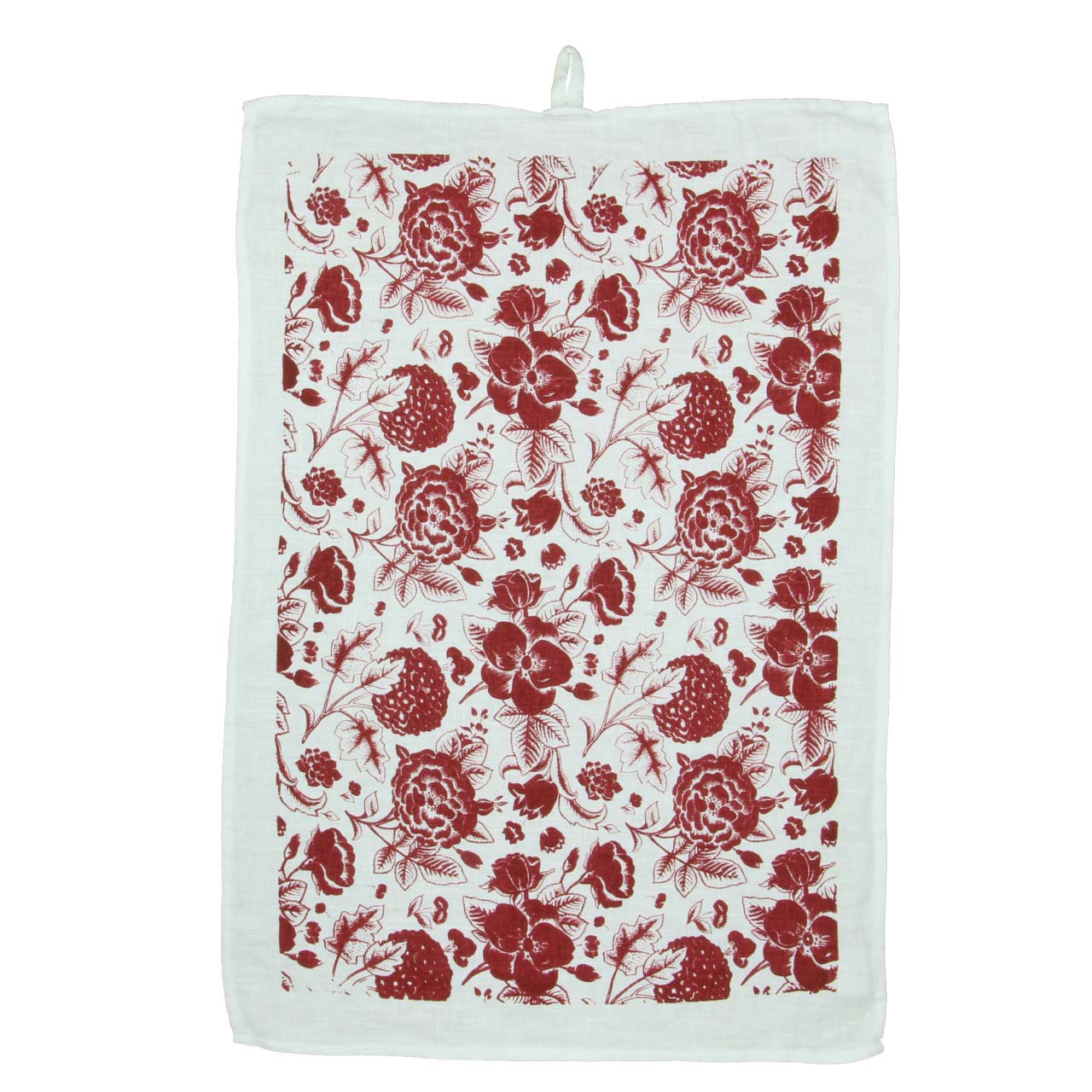ドロシー・レーネン タオル ブラッサム レッド ホワイトリネン