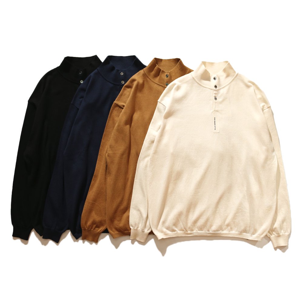 THE NERDYS / Organic Cotton Stand collar L/S Polo Shirt