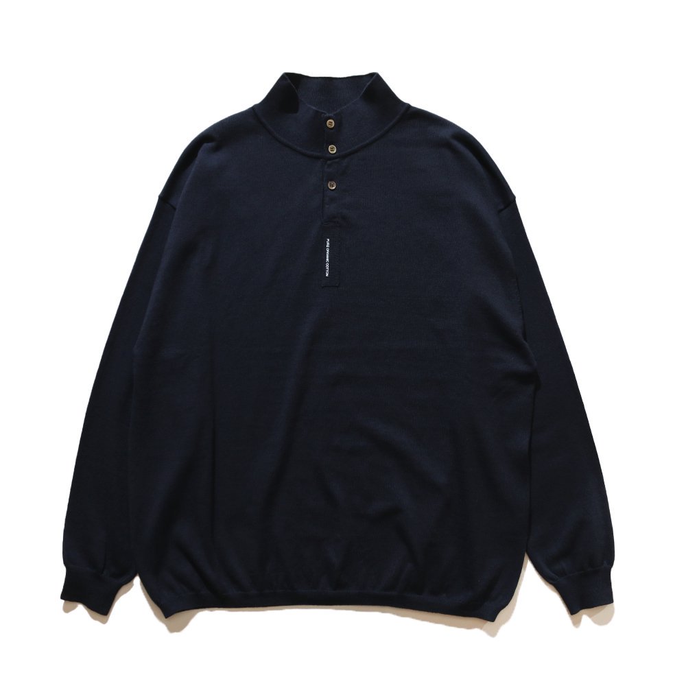 THE NERDYS / Organic Cotton Stand collar L/S Polo Shirt