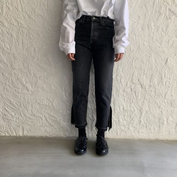 Pregaプレガ / SLIT Fringe denim pants スリットフリンジデニムパンツ