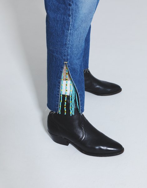 Pregaプレガ / SLIT Fringe denim pants スリットフリンジデニムパンツ