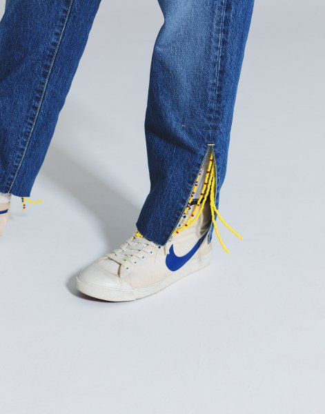 Pregaプレガ / SLIT Fringe denim pants スリットフリンジデニムパンツ