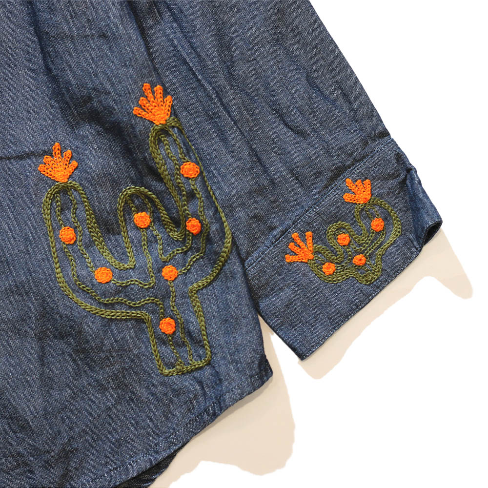 jawandi / Cactus-embroidered Denim Shirt