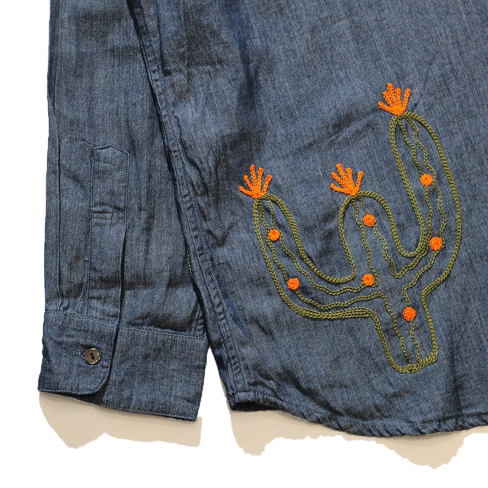 jawandi / Cactus-embroidered Denim Shirt