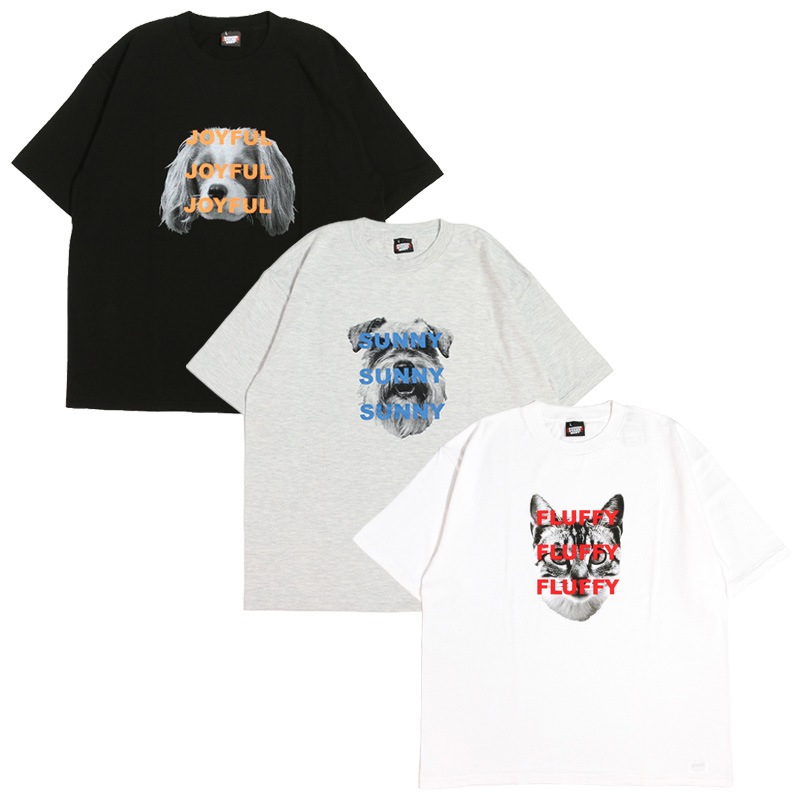 Graphic Tee /  Animal Photo Garment wash T-shirt