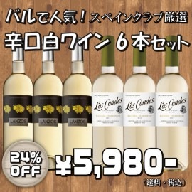 【送料無料】スペインクラブ厳選！＞バルで人気の大満足辛口白６本セット