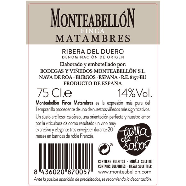 ���ƥ��٥���󡦥ե��󥫡��ޥ���֥쥹��Monteabellon Finca Matambres (20meses)