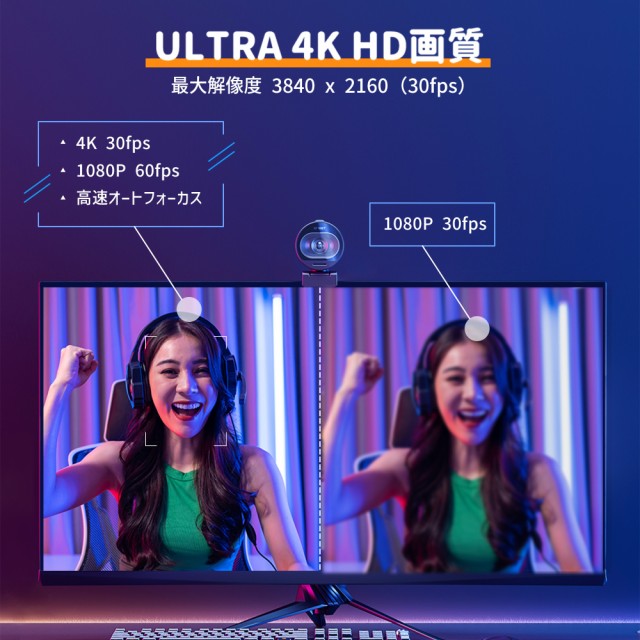 EMEET 4K Webカメラ S600 60fps UHD ウェブカメラ マイク内蔵 広角 スタンド アーム 自動光補正 USBカメラ ストリーミング ウェブ会議 ZOOM テレワーク 自撮り イミート 2年保証