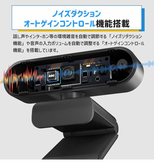 EMEET C960 2K WEBカメラ 400万画素 30FPS 5層ガラスレンズ マイク内蔵 オートフォーカス 広角 アーム スタンド カバー付 ノイズリダクション 小型 ウェブ会議 テレワーク ZOOM イミート 2年保証