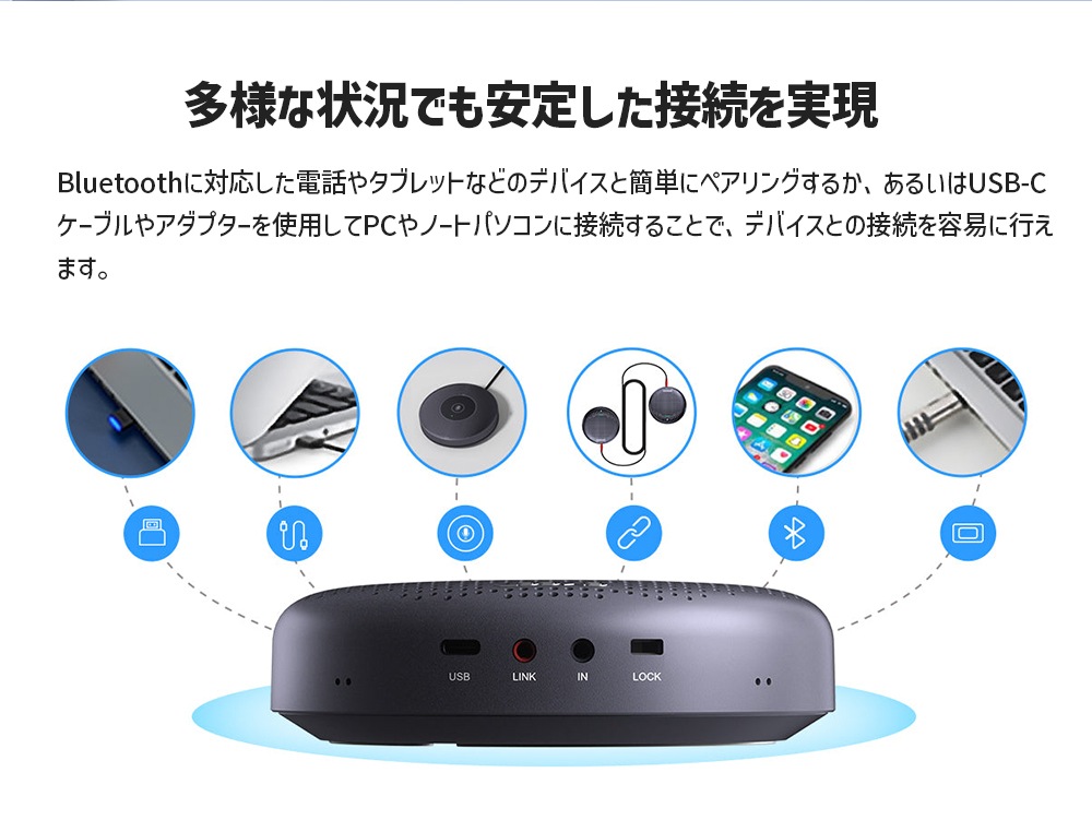 Emeet Luna Plus Kit スピーカーフォン 『 Luna Plus + 拡張マイク 』 9つ 無指向性 マイク ノイズリダクション Bluetooth 5.3 ワイヤレス スピーカー マイク 最大25人対応 イミート