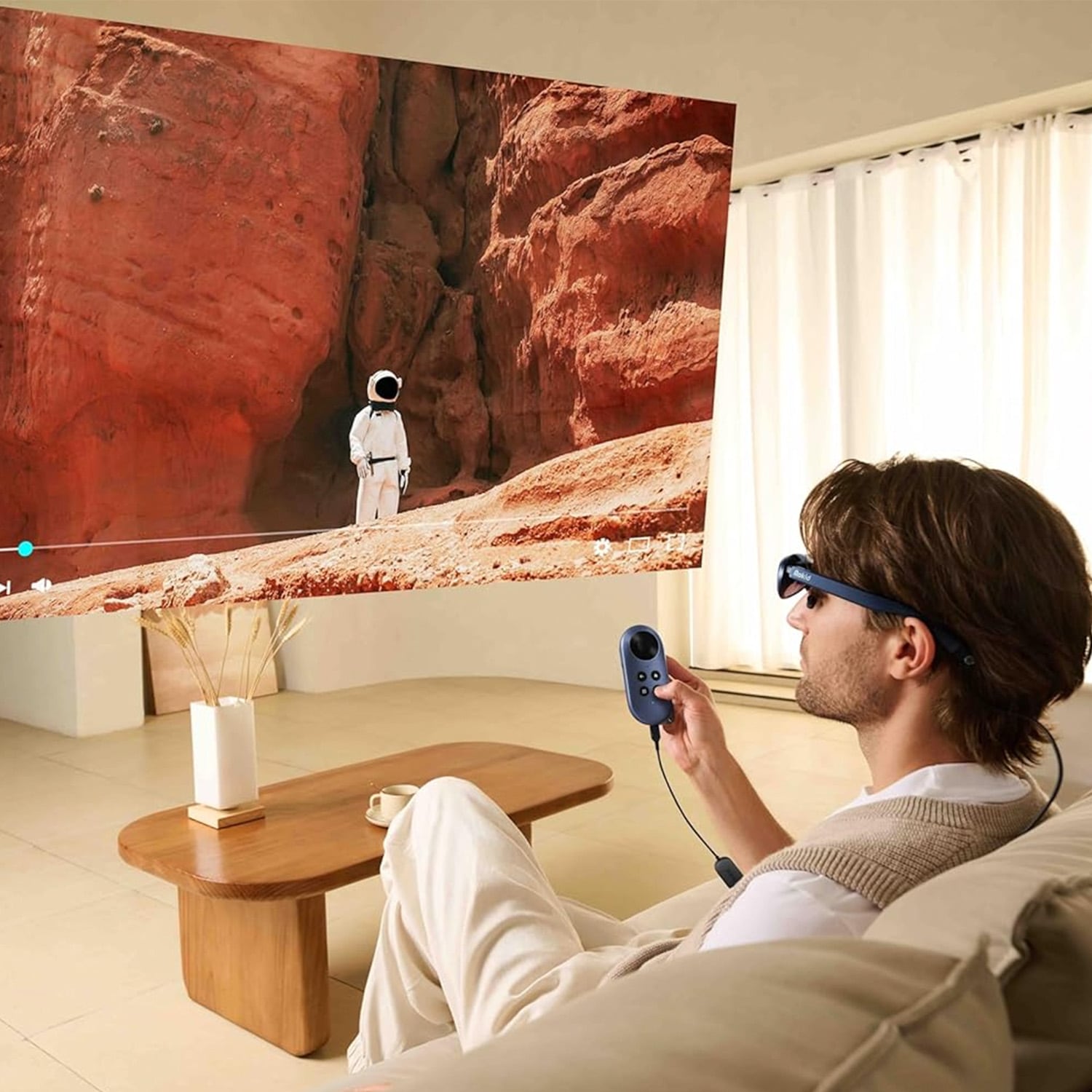 Rokid AR Joy Pack スマートグラス 拡張現実 ウェアラブル ヘッドセット ビデオ ディスプレイ用、近視に優しいポータブル 1080P スクリーン Android/iOS/PC/タブレット/ゲーム コンソールで視聴