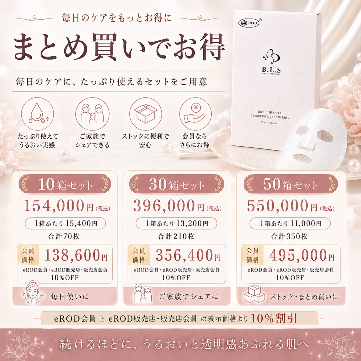 【送料着払い】 eROD B5 コラーゲンペプチドマスク (25ml × 7枚)