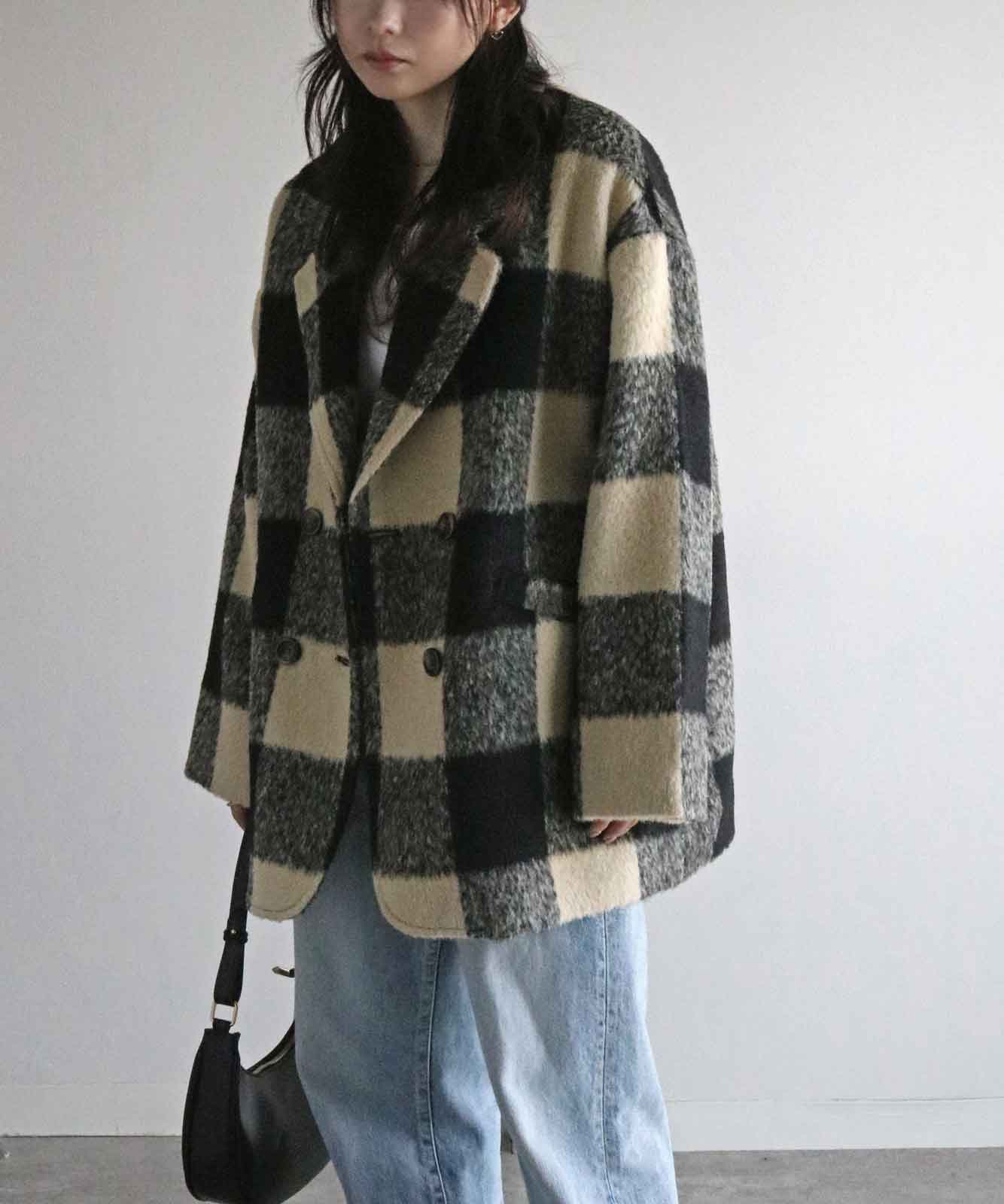 シャギーチェックミドル丈ルーズジャケット | OUTER | Studio Apartment