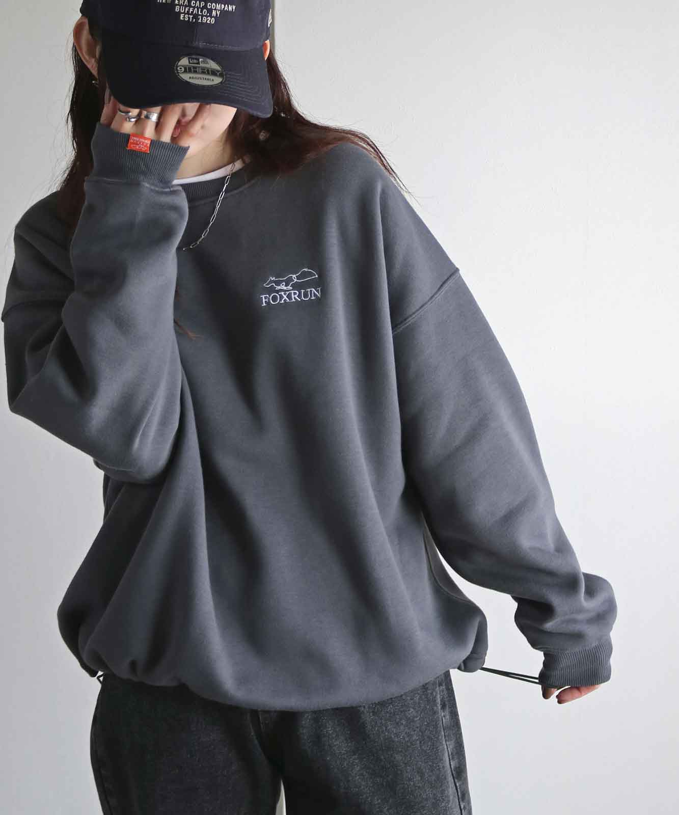 50%OFF】【FOXRUN/フォックスラン】 別注 線画キツネ刺繍ドロスト