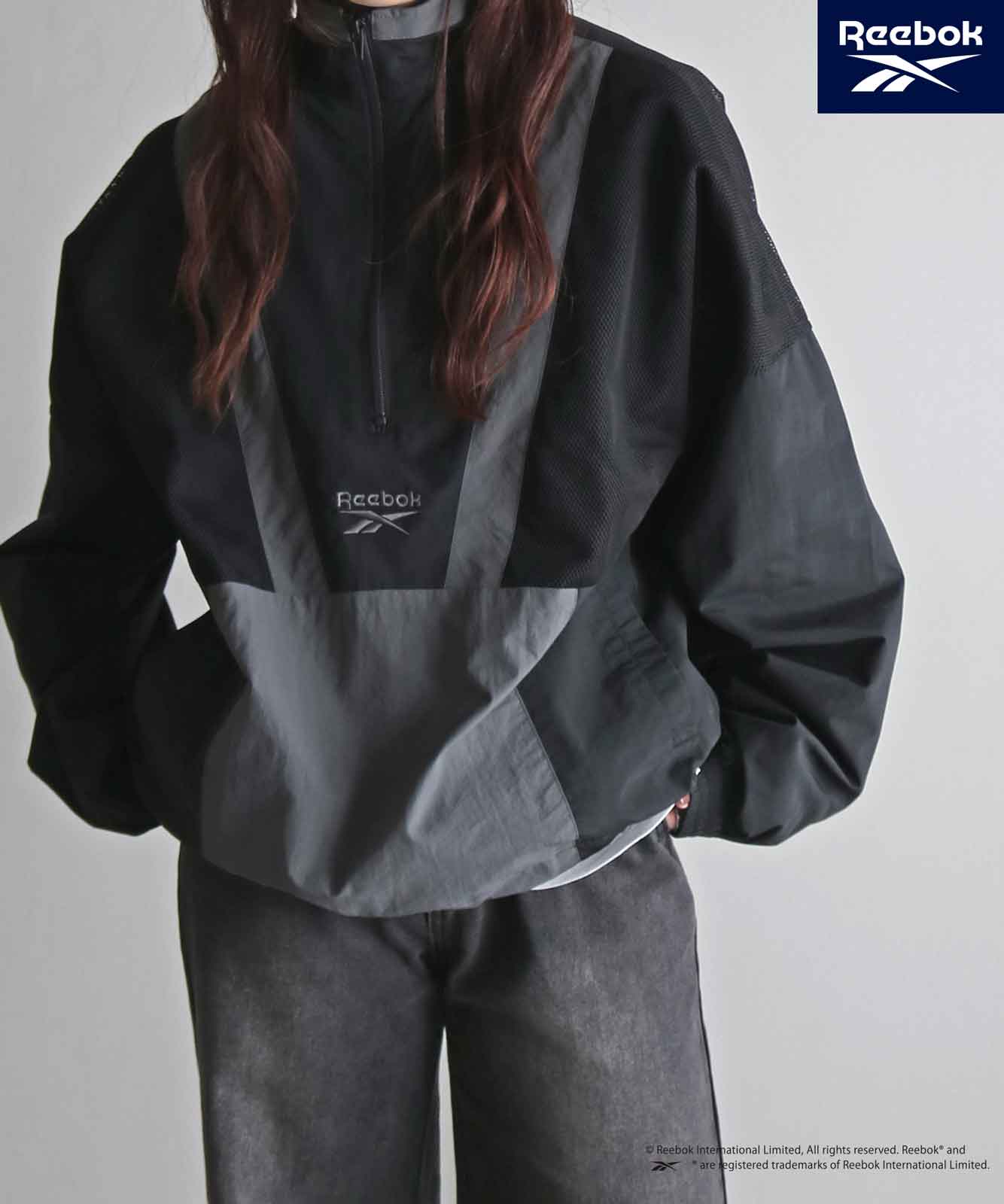 【Reebok】 別注 レトロデザインナイロンスタンドアノラック ブラック XL 40%OFF】【Reebok/リーボック】 別注 レトロデザインナイロンスタンド