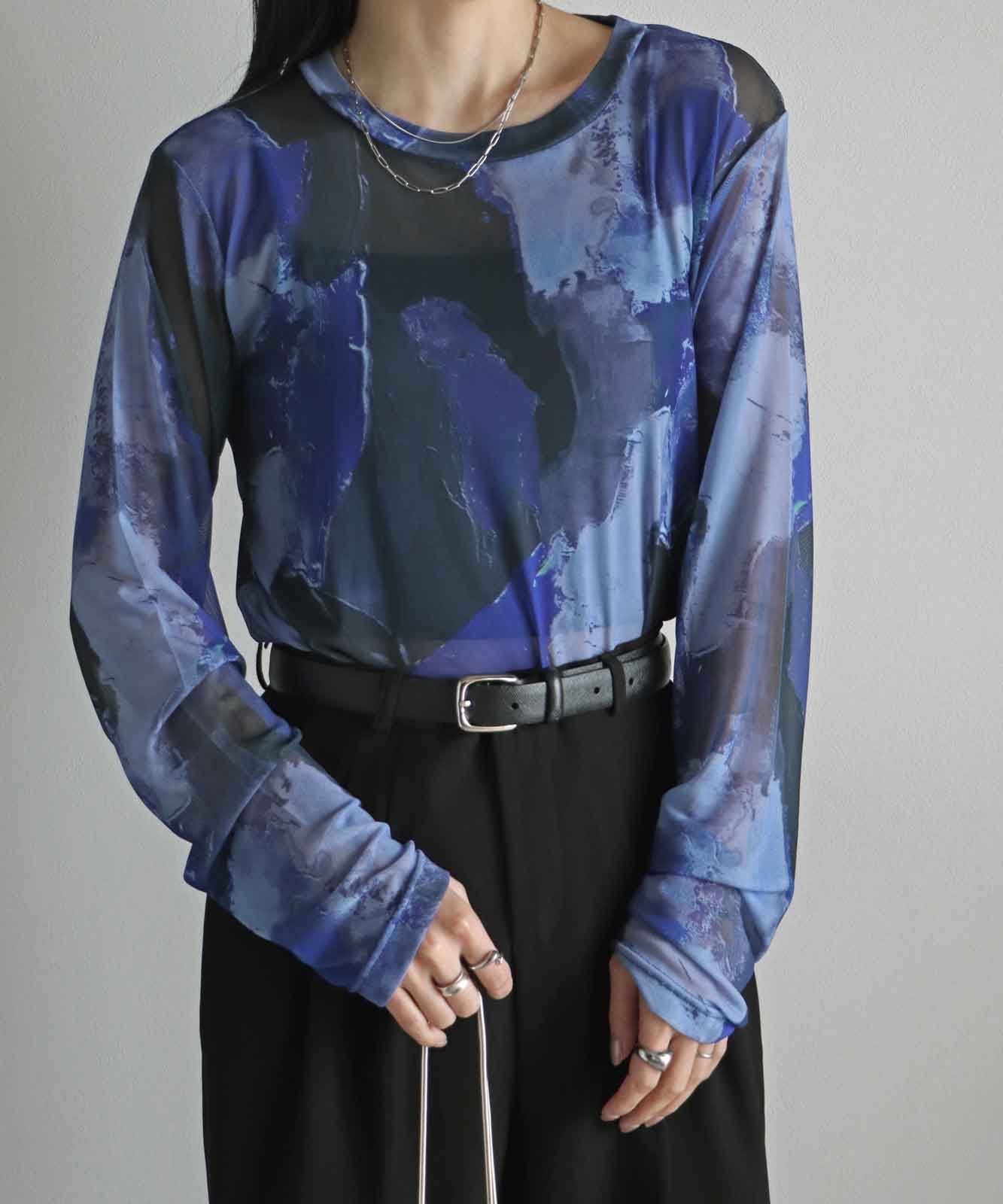 50%OFF】COURO アート柄ロングスリーブシアーTシャツ | TOPS