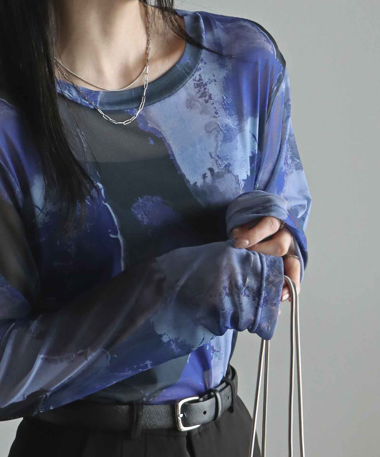 50%OFF】COURO アート柄ロングスリーブシアーTシャツ | TOPS