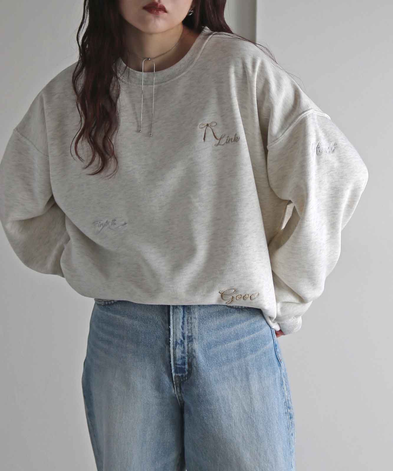 50%OFF】COURO ランダムリボンメタリック刺繍ルーズシルエット