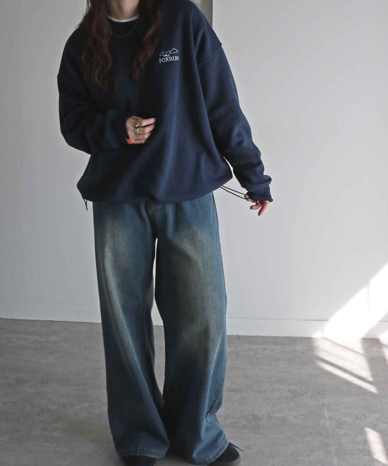 50%OFF】【FOXRUN/フォックスラン】 別注 線画キツネ刺繍ドロスト