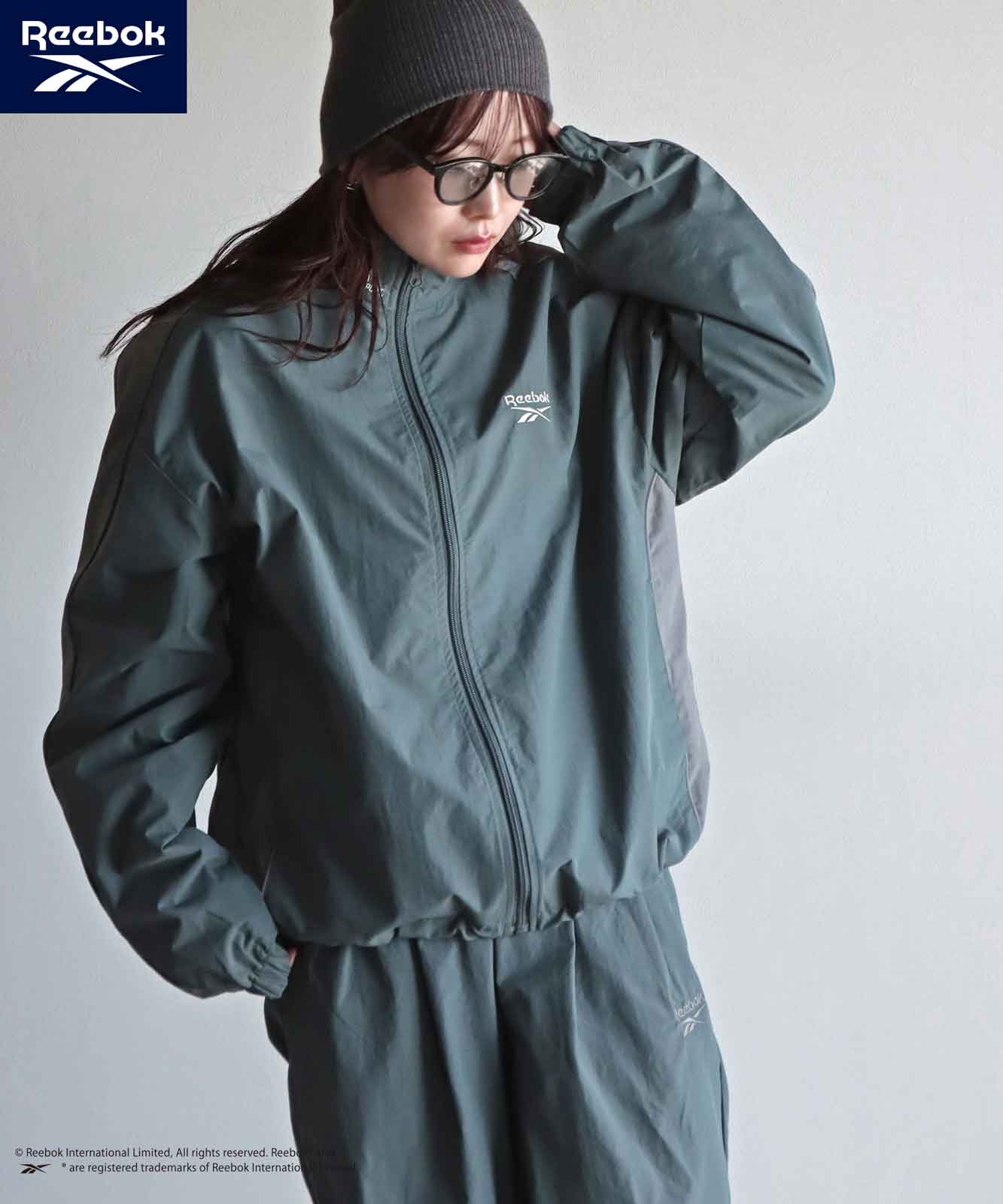 【Reebok】 別注スモールベクター刺繍裾ドロストナイロンジャケット 新色追加【10%OFF】【Reebok/リーボック】 別注スモールベクター刺繍裾