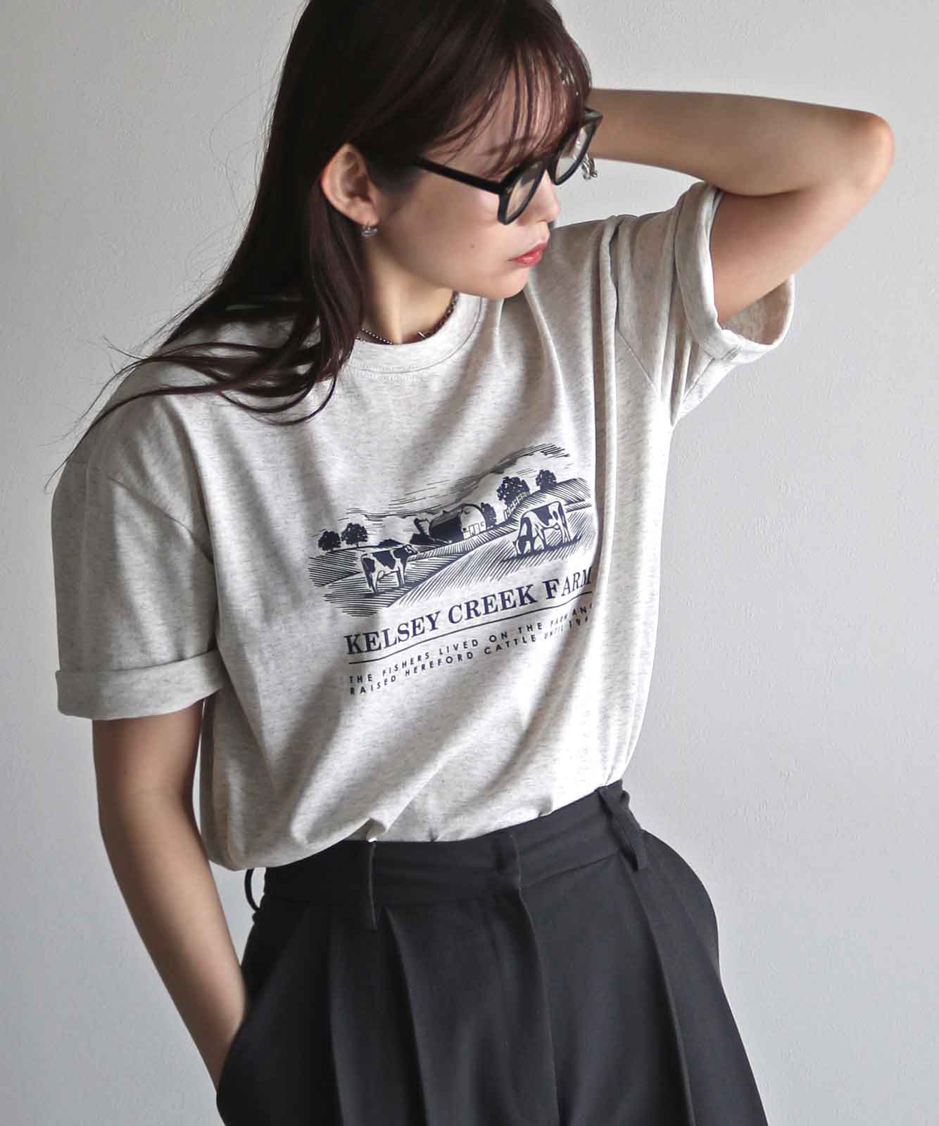 Ida ヴィンテージ ダークグレー 半袖Tシャツ メール便発送 edakka 半袖 Tシャツ クルーネック 天竺半袖T