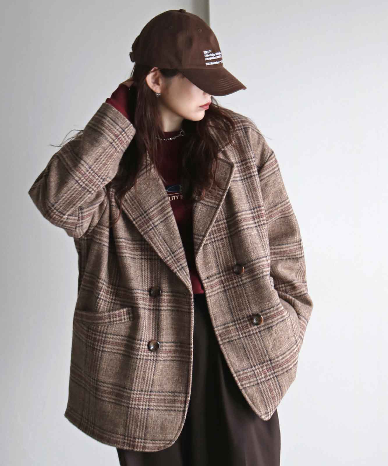 【日本製】kolor 縮絨 ウールブレンド ダブルジャケット チェック ウール混チェックダブルテーラードジャケット | OUTER | Studio