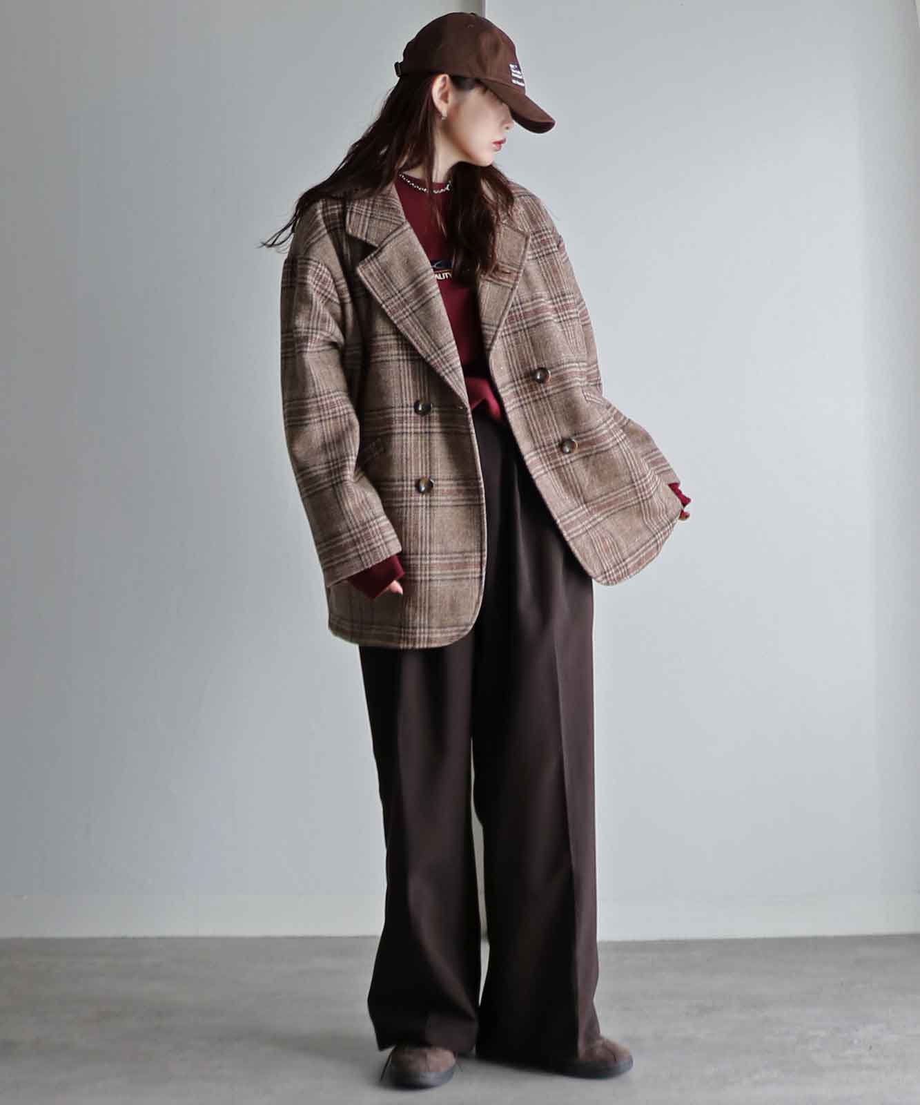 40%OFF】ウール混チェックダブルテーラードジャケット | OUTER