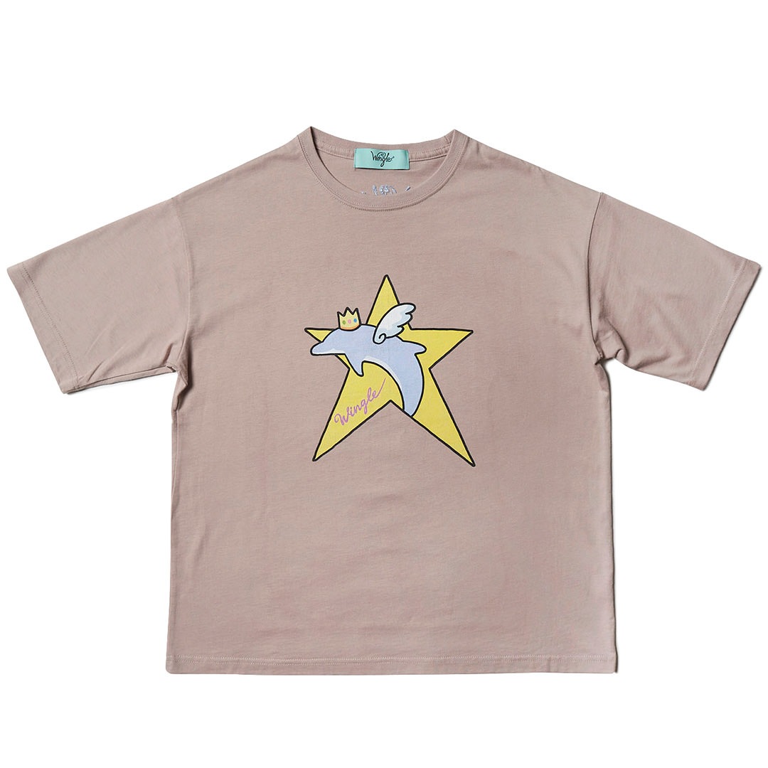 WINGLE STAR DOLPHIN BIG TEE【SMOKEY PINK】