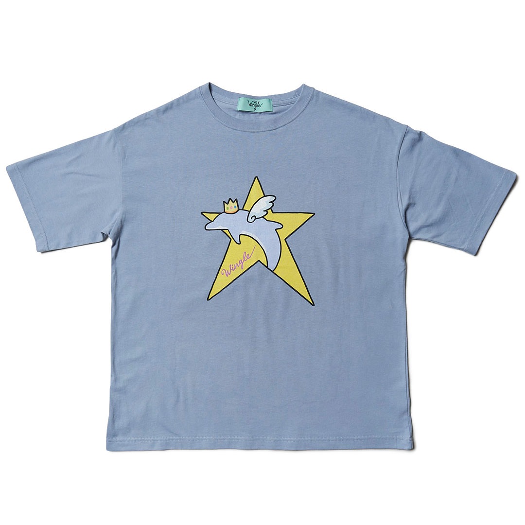 WINGLE STAR DOLPHIN BIG TEE【SMOKEY BLUE】