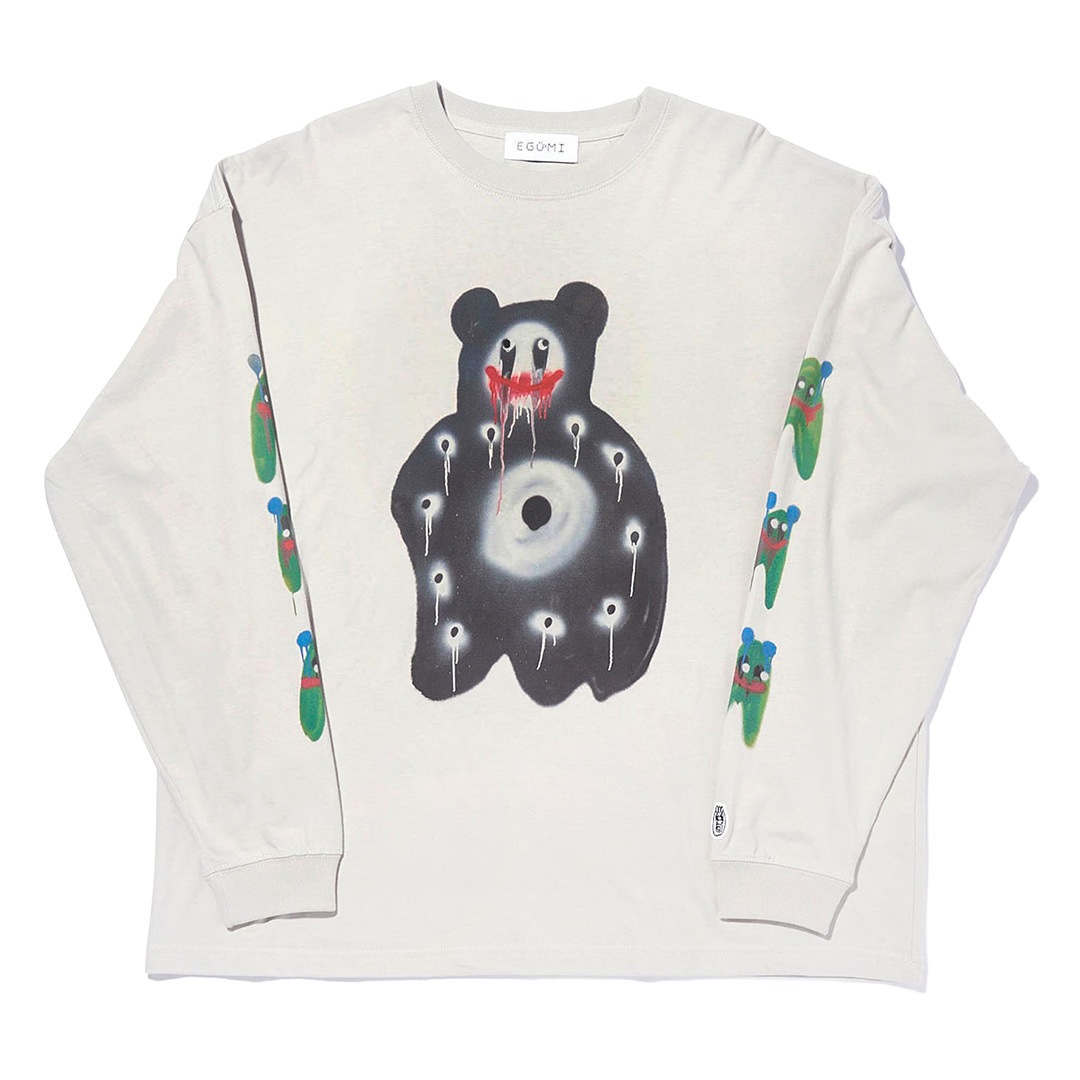 EGUMI SPRAY ART BIG LONG SLEEVE TEE【GRAY】