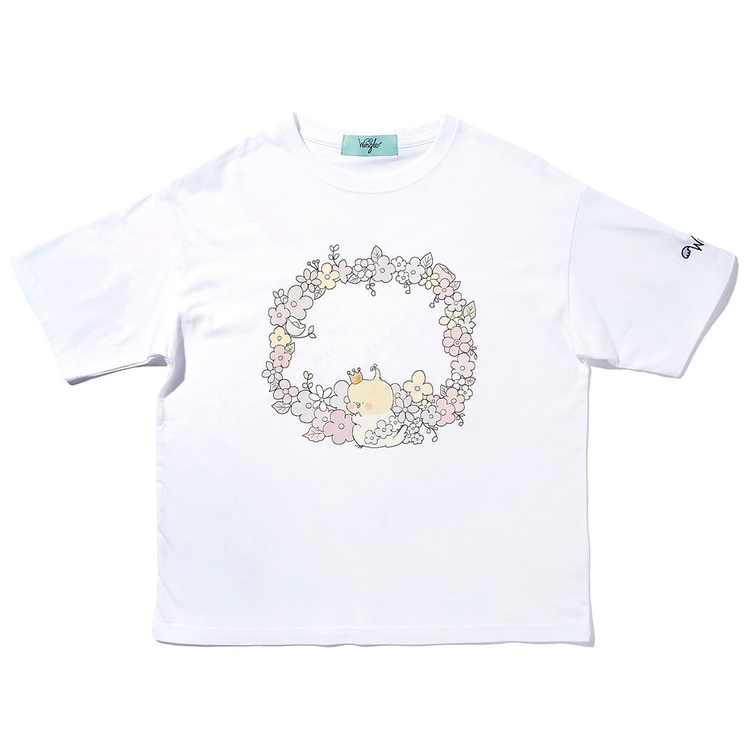 WINGLE × Naoko Satou FLOWER CIRCLE WREATH BIG TEE【WHITE】