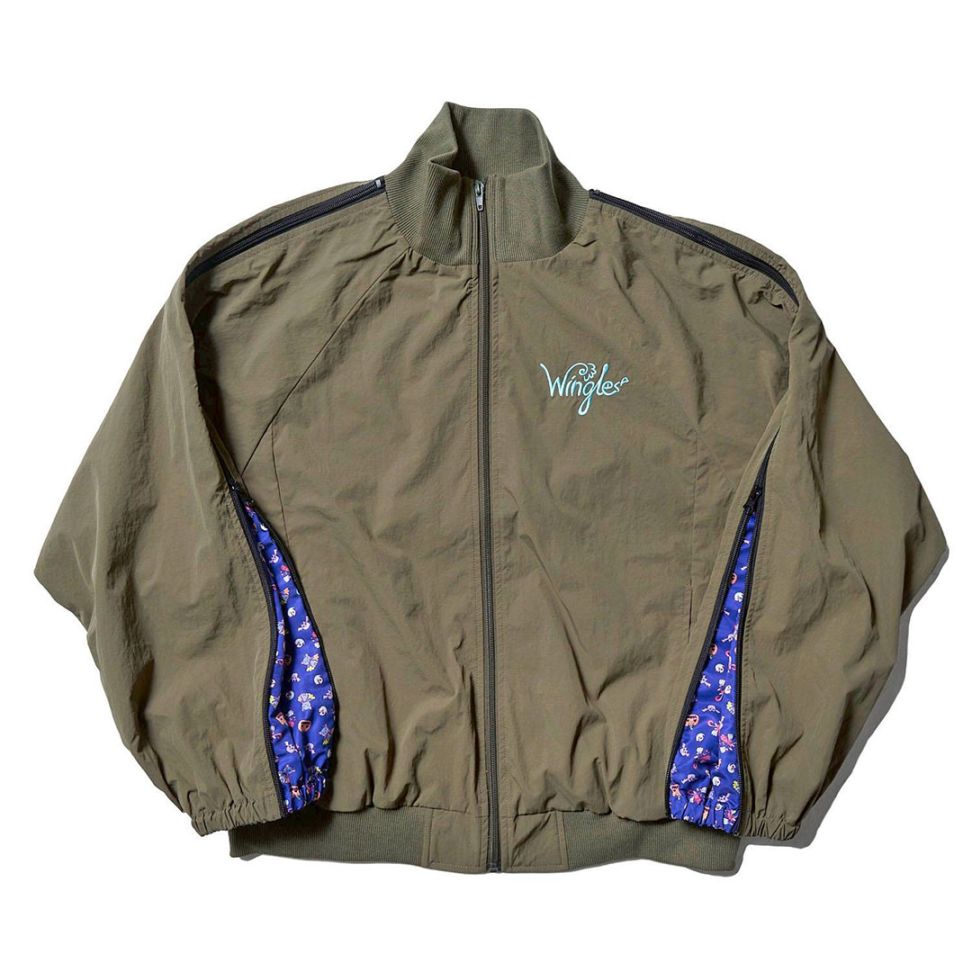 WINGLE TWINKLE ILLUST NYLON ZIP-UP JACKET【OLIVE GREEN】