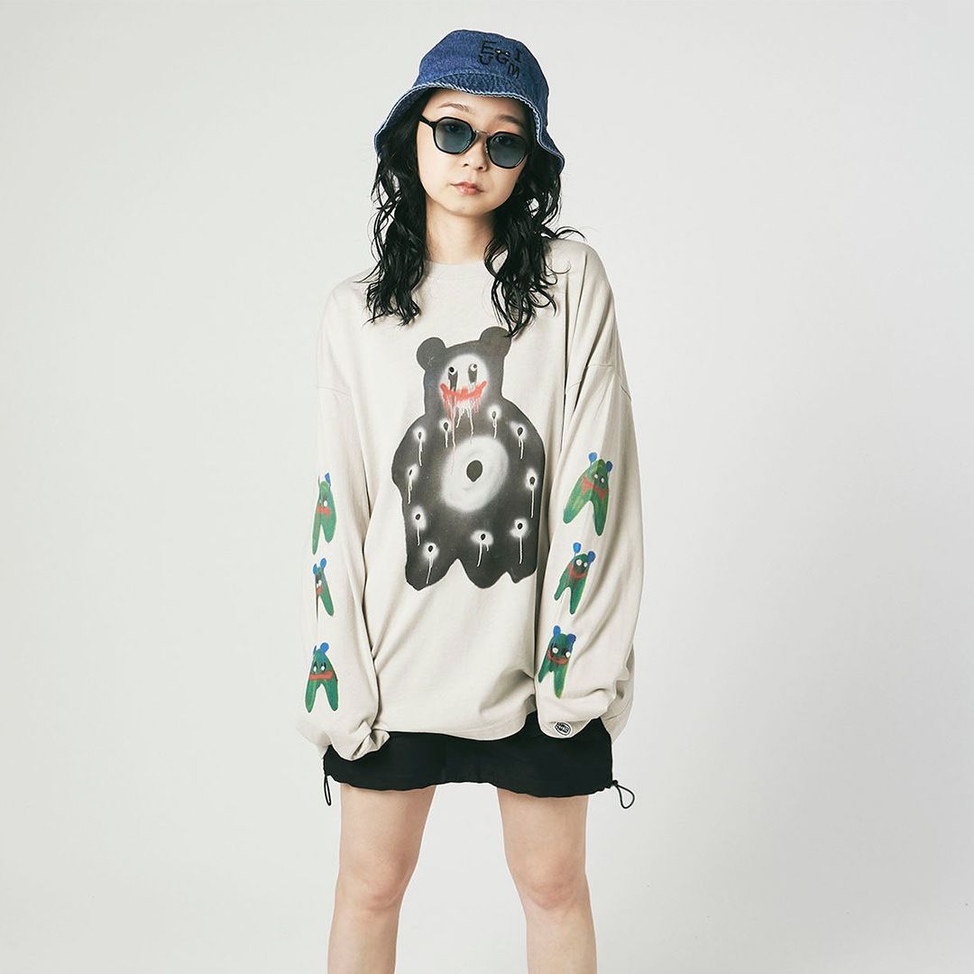 EGUMI SPRAY ART BIG LONG SLEEVE TEE【GRAY】