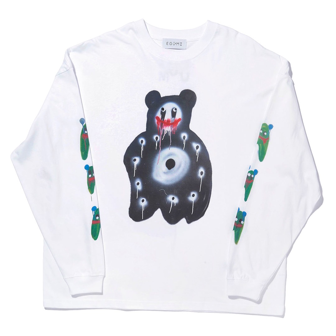 EGUMI SPRAY ART BIG LONG SLEEVE TEE【WHITE】