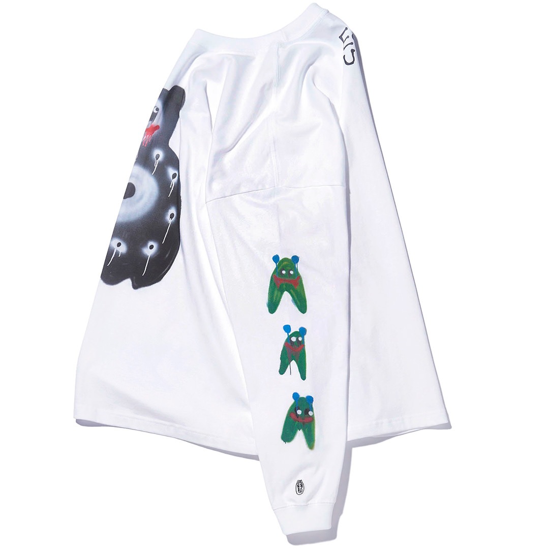 EGUMI SPRAY ART BIG LONG SLEEVE TEE【WHITE】