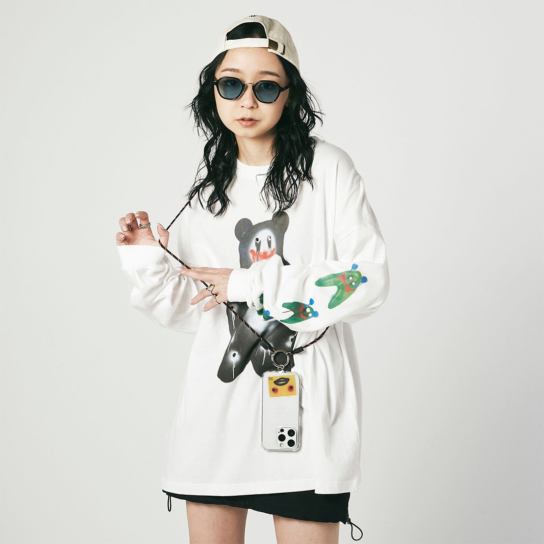EGUMI SPRAY ART BIG LONG SLEEVE TEE【WHITE】