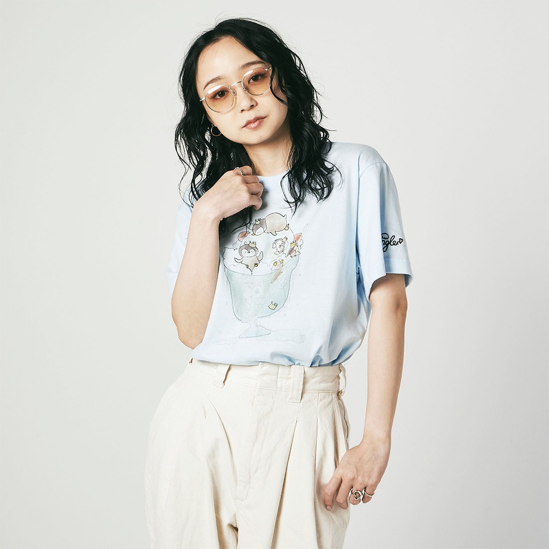 WINGLE × Naoko Satou PARFAIT REGULAR FIT TEE【LIGHT BLUE】