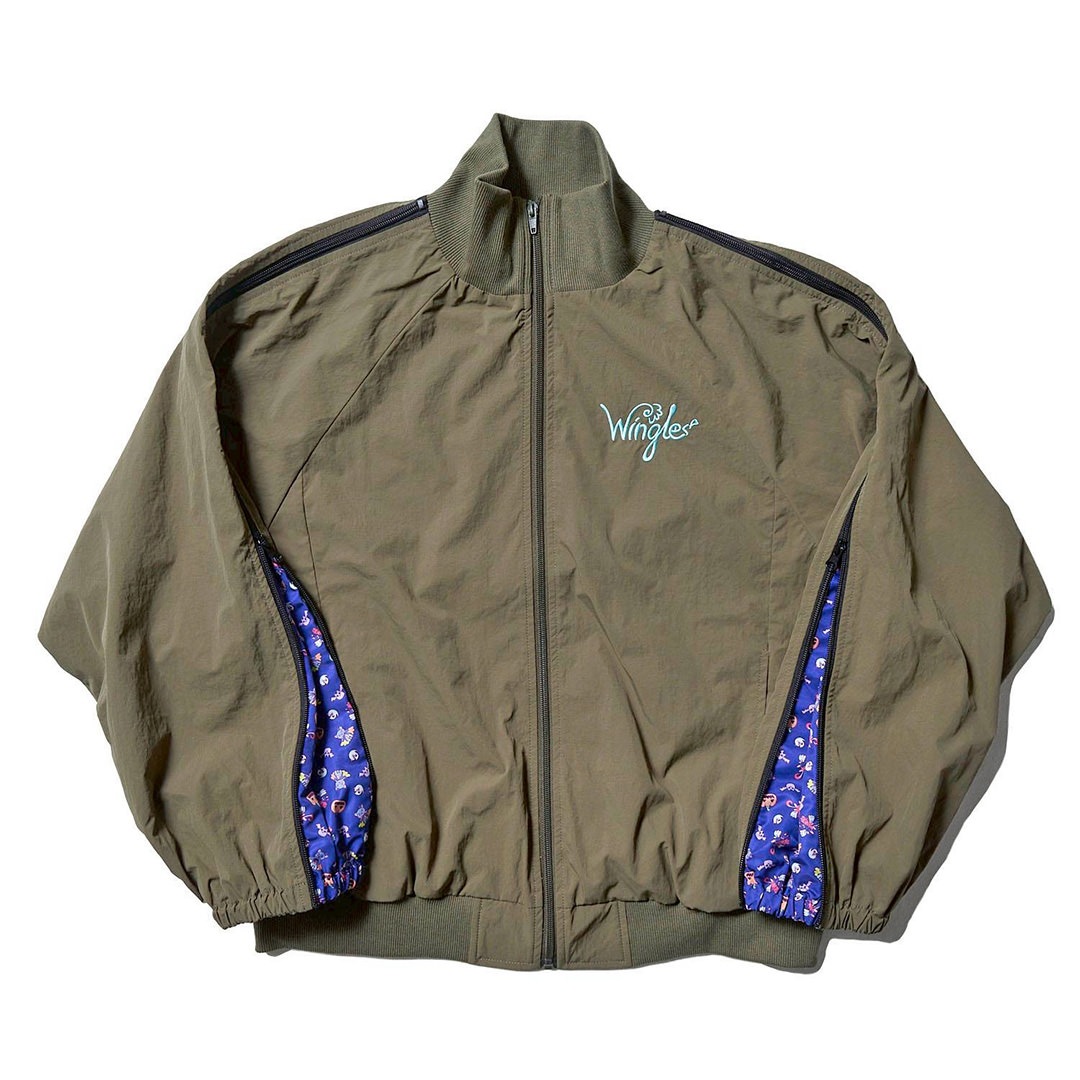 WINGLE TWINKLE ILLUST NYLON ZIP-UP JACKET【OLIVE GREEN】