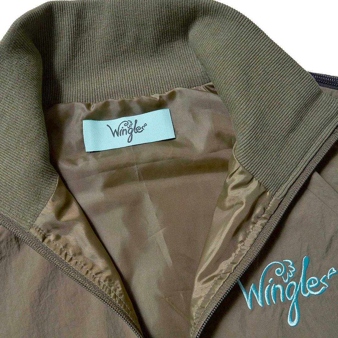 WINGLE TWINKLE ILLUST NYLON ZIP-UP JACKET【OLIVE GREEN】
